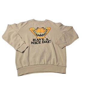 H&M Tan Garfield Have A Nice Day Crewneck  Sweatshirt Youth 12/14 Pullover